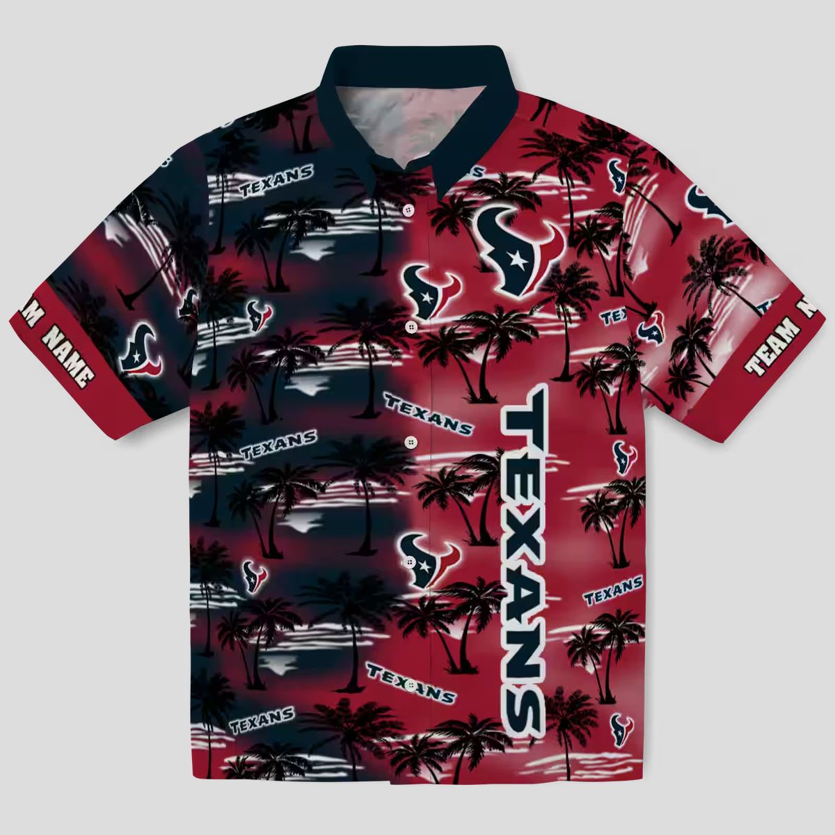 Houston Texans Blue Hawaiian Shirt, Personalized Palm Silhouettes Design for NFL Fans