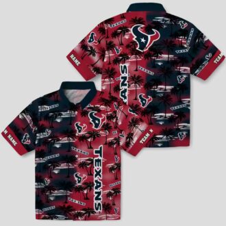 Houston Texans Blue Hawaiian Shirt, Personalized Palm Silhouettes Design for NFL Fans