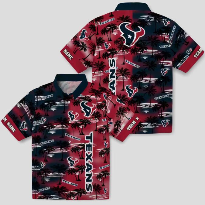Houston Texans Blue Hawaiian Shirt, Personalized Palm Silhouettes Design for NFL Fans