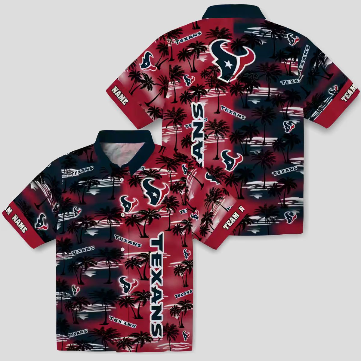 Houston Texans Blue Hawaiian Shirt, Personalized Palm Silhouettes Design for NFL Fans
