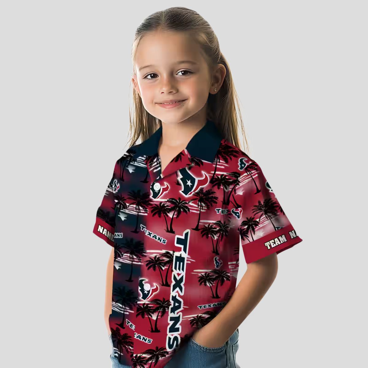 Houston Texans Blue Hawaiian Shirt, Personalized Palm Silhouettes Design for NFL Fans