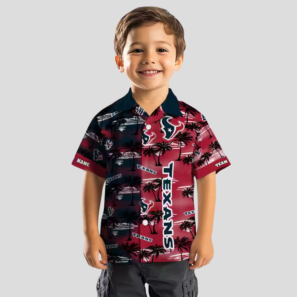 Houston Texans Blue Hawaiian Shirt, Personalized Palm Silhouettes Design for NFL Fans