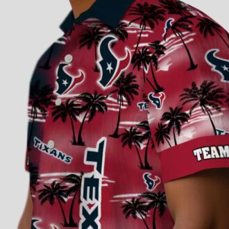 Houston Texans Blue Hawaiian Shirt, Personalized Palm Silhouettes Design for NFL Fans