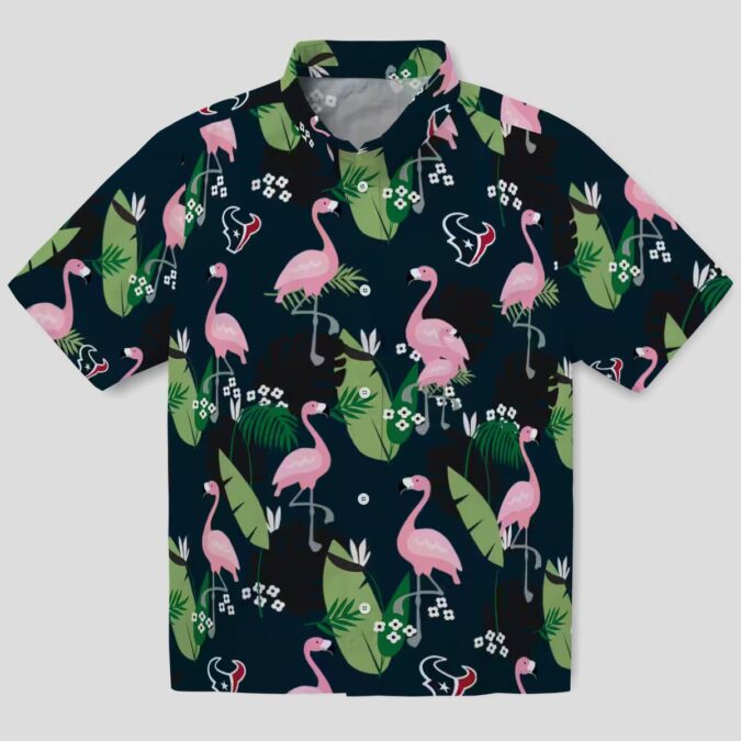 Houston Texans Flamingo Leaf Aloha Hawaiian Shirt - Perfect for Summer & Tailgating