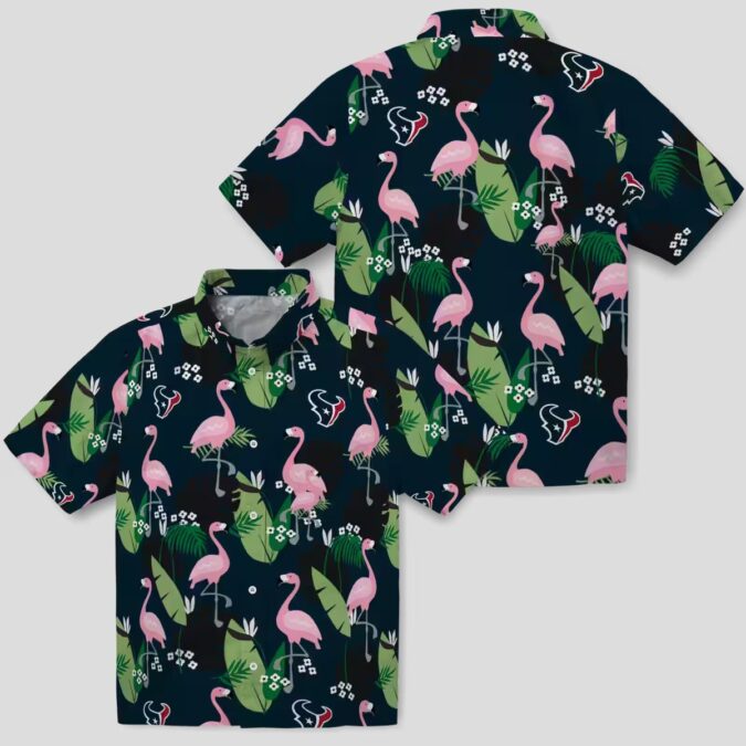 Houston Texans Flamingo Leaf Aloha Hawaiian Shirt - Perfect for Summer & Tailgating