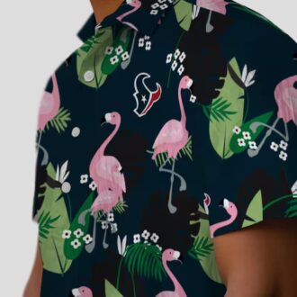 Houston Texans Flamingo Leaf Aloha Hawaiian Shirt - Perfect for Summer & Tailgating