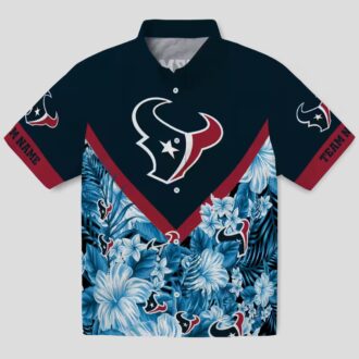 Houston Texans Floral Chevron Blue Hawaiian Shirt, Custom Aloha Shirt for Beach Party