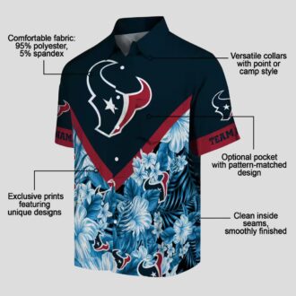 Houston Texans Floral Chevron Blue Hawaiian Shirt, Custom Aloha Shirt for Beach Party
