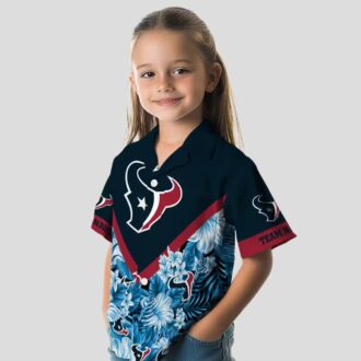 Houston Texans Floral Chevron Blue Hawaiian Shirt, Custom Aloha Shirt for Beach Party