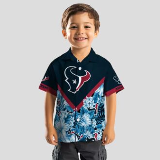Houston Texans Floral Chevron Blue Hawaiian Shirt, Custom Aloha Shirt for Beach Party