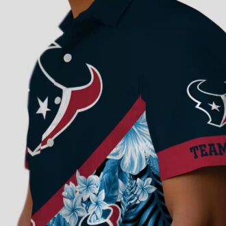 Houston Texans Floral Chevron Blue Hawaiian Shirt, Custom Aloha Shirt for Beach Party