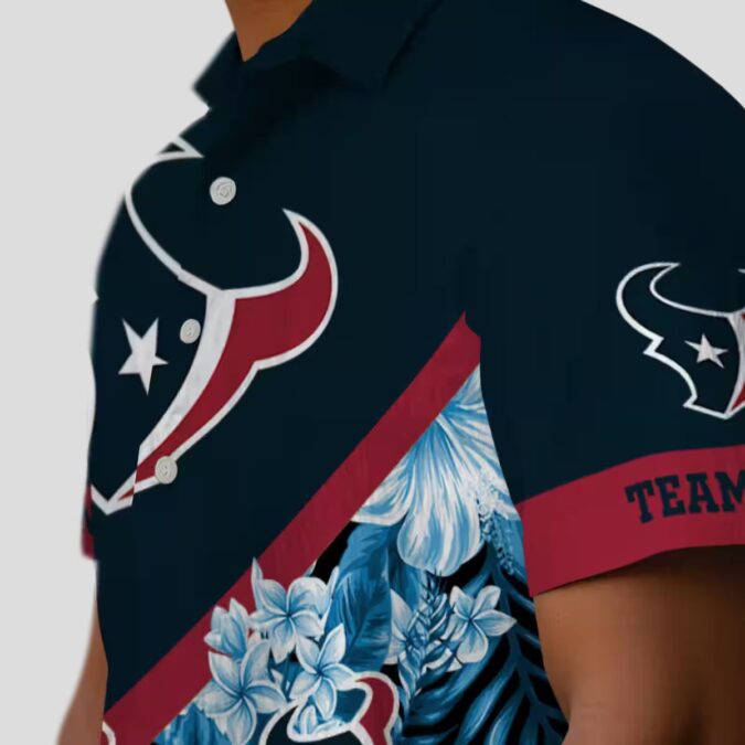 Houston Texans Floral Chevron Blue Hawaiian Shirt, Custom Aloha Shirt for Beach Party