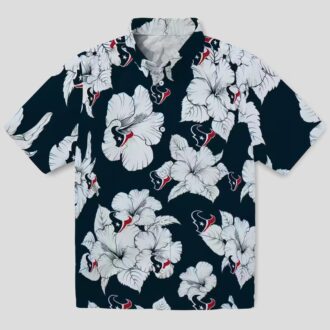 Houston Texans Hibiscus Blooms Blue Hawaiian Shirt for Men and Women