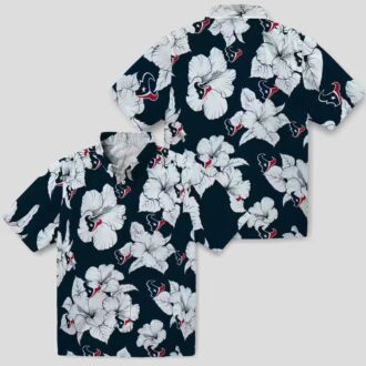 Houston Texans Hibiscus Blooms Blue Hawaiian Shirt for Men and Women