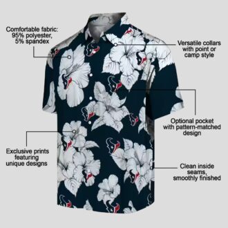 Houston Texans Hibiscus Blooms Blue Hawaiian Shirt for Men and Women