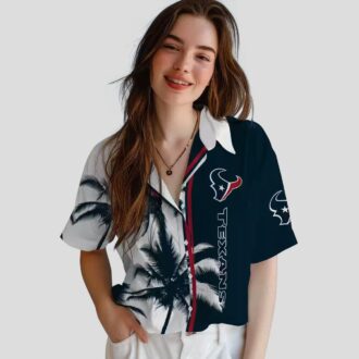 Houston Texans Palm Trees Hawaiian Shirt, NFL Blue White Beach Apparel