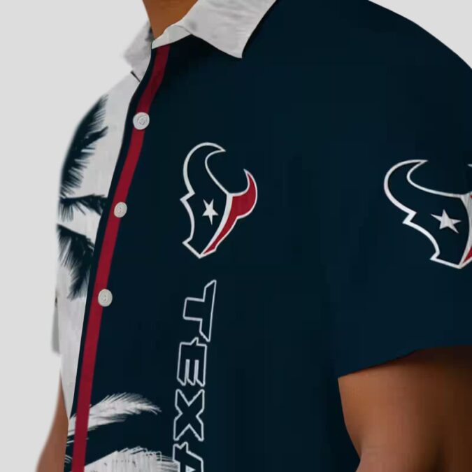 Houston Texans Palm Trees Hawaiian Shirt, NFL Blue White Beach Apparel