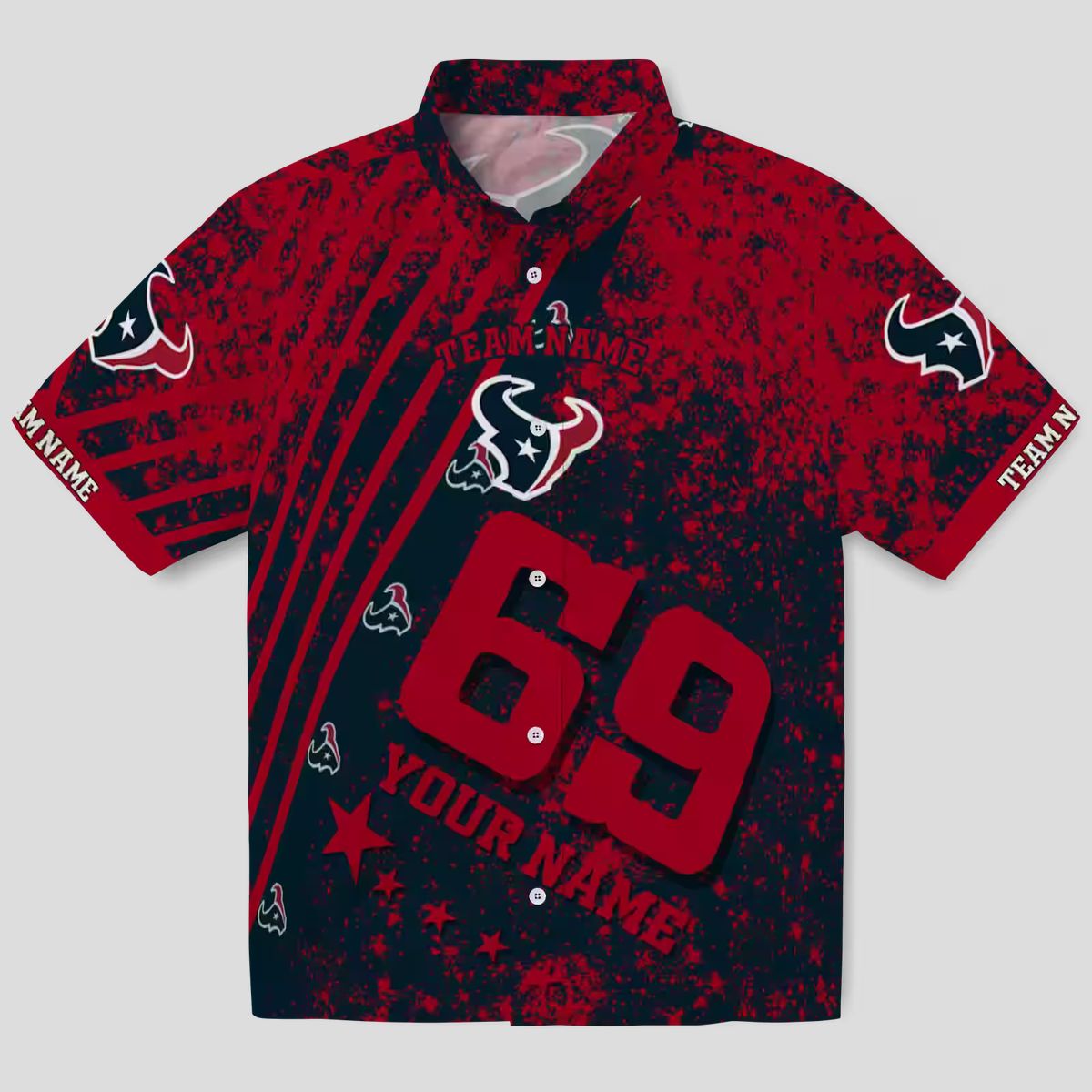 Houston Texans Star Stripes Aloha Blue Hawaiian Shirt for Men and Women
