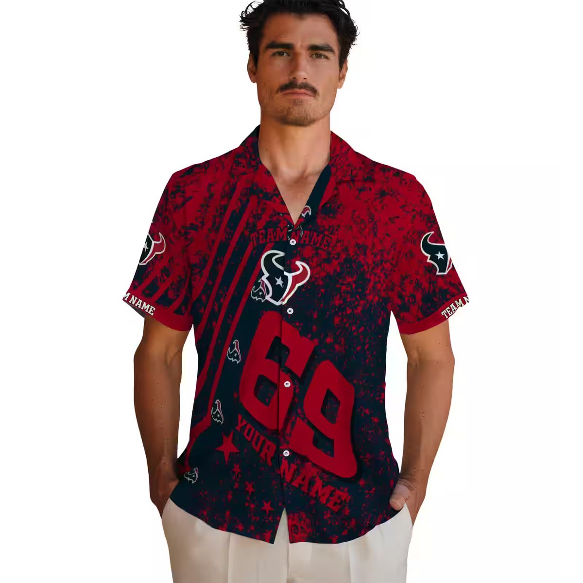 Houston Texans Star Stripes Aloha Blue Hawaiian Shirt for Men and Women