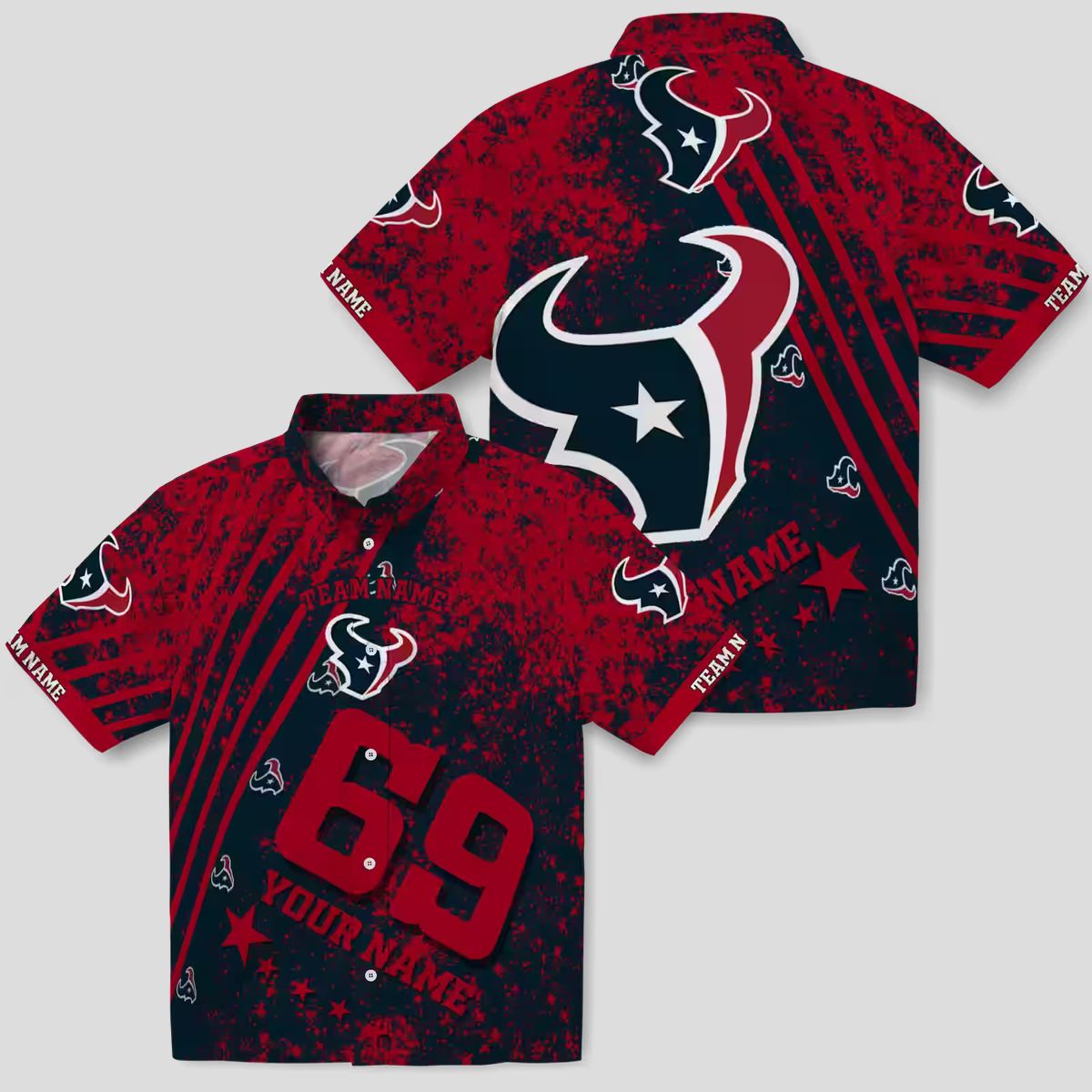 Houston Texans Star Stripes Aloha Blue Hawaiian Shirt for Men and Women