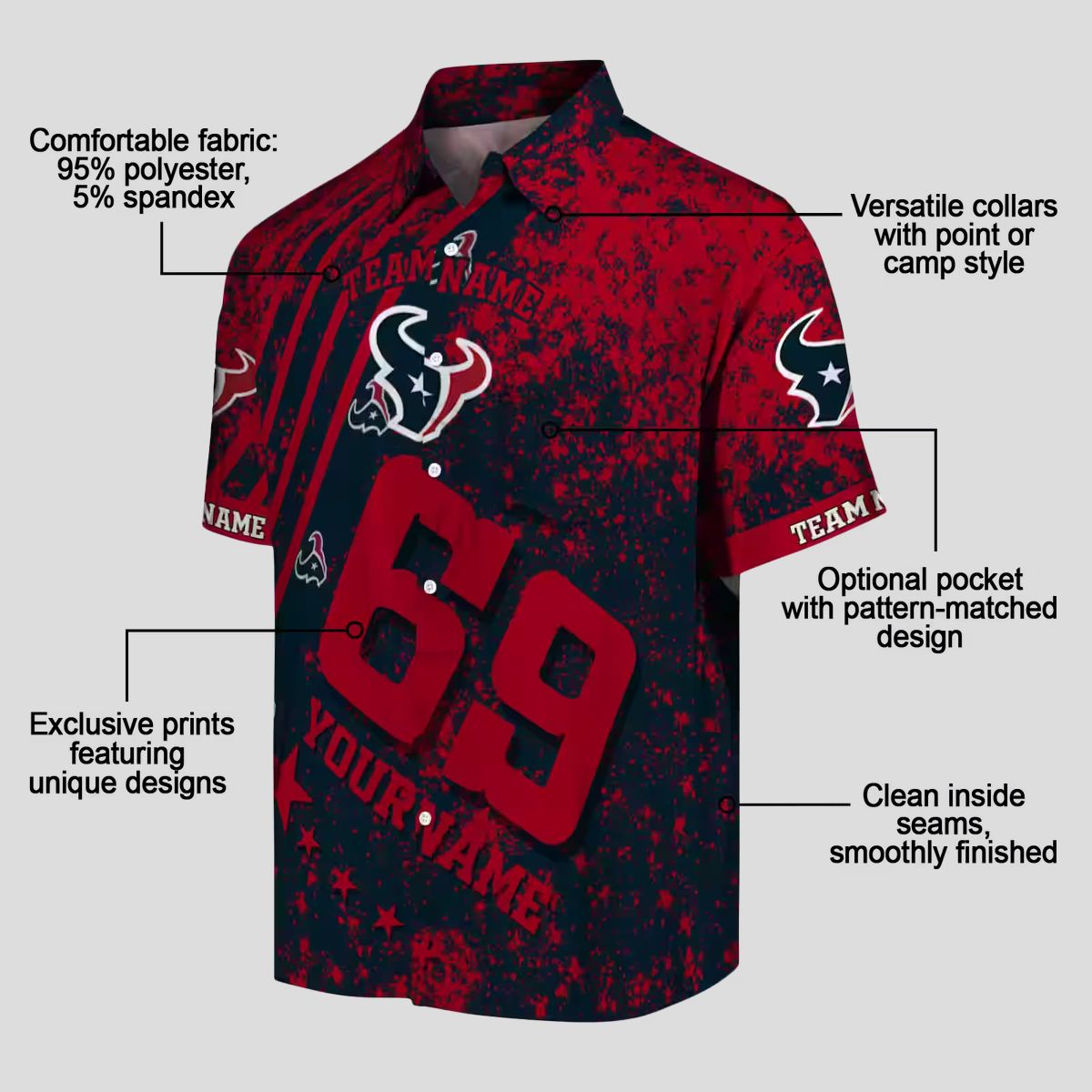 Houston Texans Star Stripes Aloha Blue Hawaiian Shirt for Men and Women