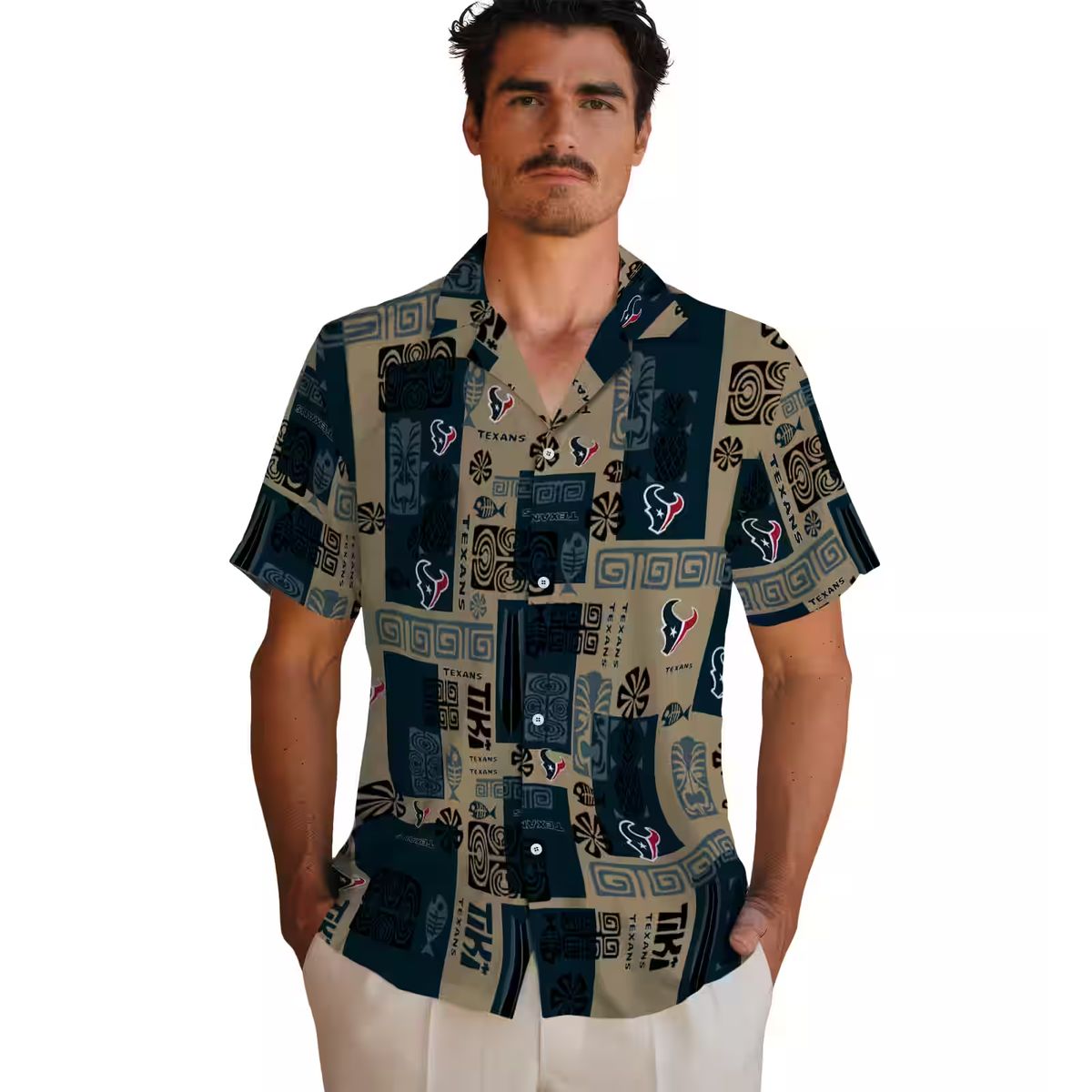 Houston Texans Tribal Print Blue Hawaiian Shirt, Perfect Game Day Gift