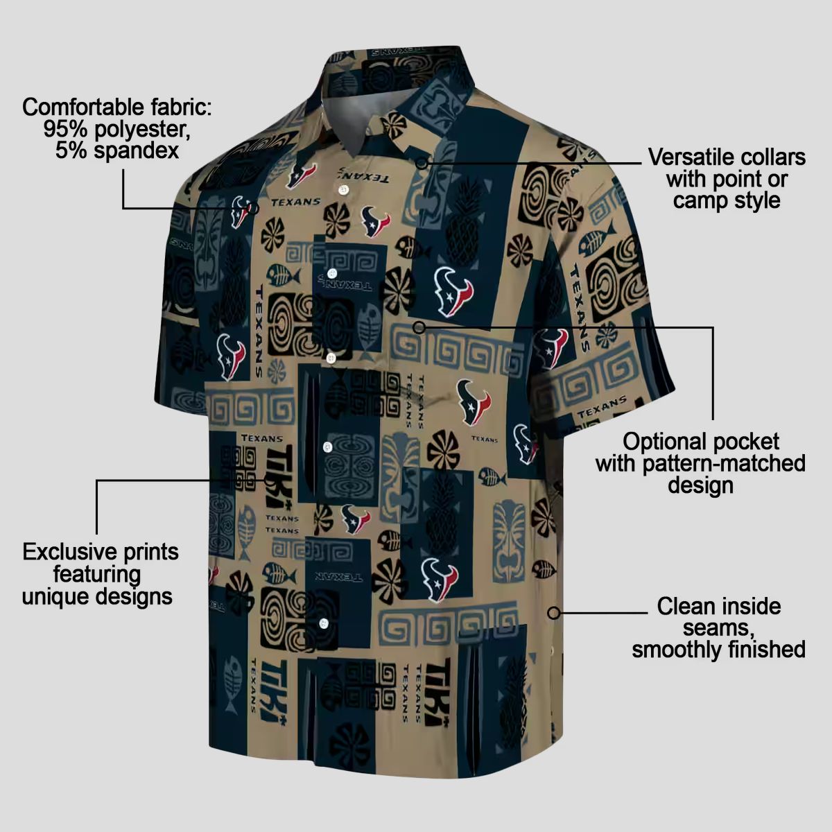 Houston Texans Tribal Print Blue Hawaiian Shirt, Perfect Game Day Gift
