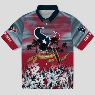 Houston Texans Tropical Blue Hawaiian Shirt with Canoe Design for Sports & Vacation