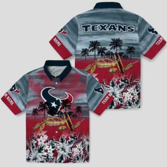 Houston Texans Tropical Blue Hawaiian Shirt with Canoe Design for Sports & Vacation