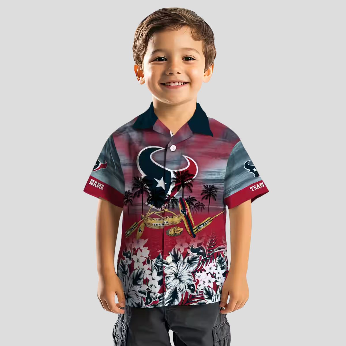 Houston Texans Tropical Blue Hawaiian Shirt with Canoe Design for Sports & Vacation