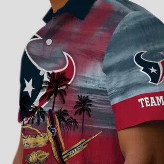Houston Texans Tropical Blue Hawaiian Shirt with Canoe Design for Sports & Vacation