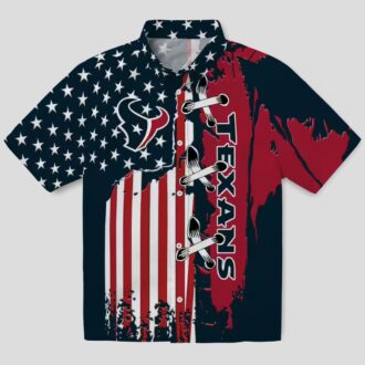 Houston Texans Tropical Blue Hawaiian Shirt with Stitched Flag Design
