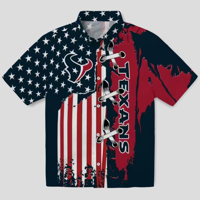Houston Texans Tropical Blue Hawaiian Shirt with Stitched Flag Design