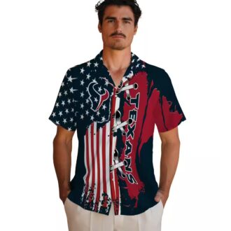 Houston Texans Tropical Blue Hawaiian Shirt with Stitched Flag Design