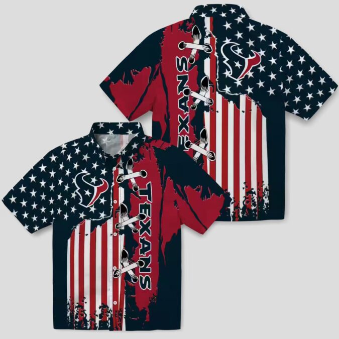 Houston Texans Tropical Blue Hawaiian Shirt with Stitched Flag Design