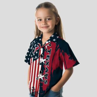 Houston Texans Tropical Blue Hawaiian Shirt with Stitched Flag Design