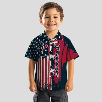 Houston Texans Tropical Blue Hawaiian Shirt with Stitched Flag Design