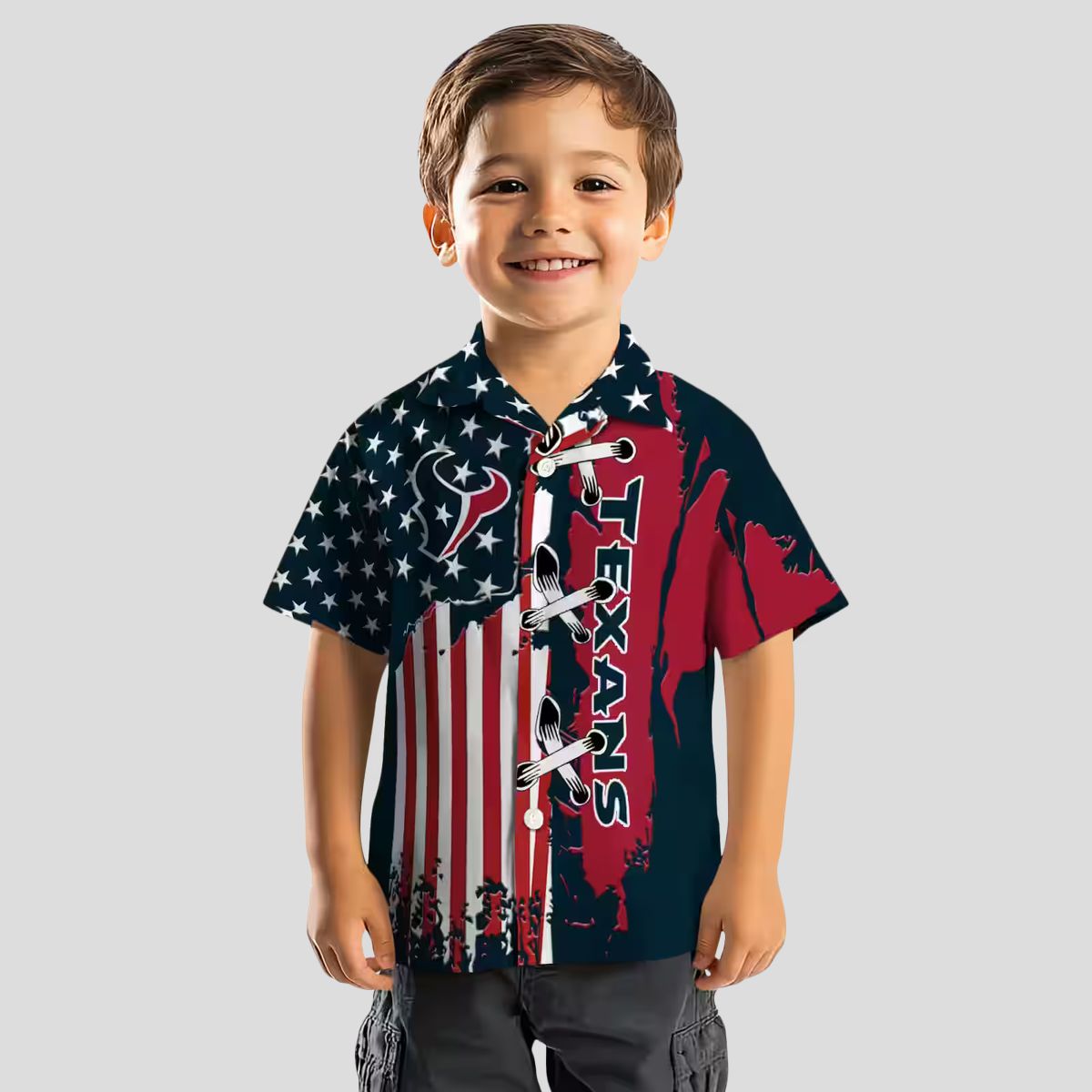 Houston Texans Tropical Blue Hawaiian Shirt with Stitched Flag Design