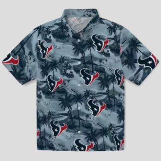 Houston Texans Tropical Coastal Palms Aloha Hawaiian Shirt for Men and Women