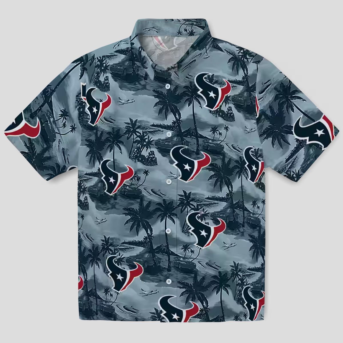 Houston Texans Tropical Coastal Palms Aloha Hawaiian Shirt for Men and Women