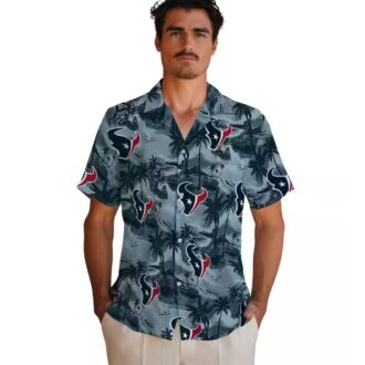 Houston Texans Tropical Coastal Palms Aloha Hawaiian Shirt for Men and Women
