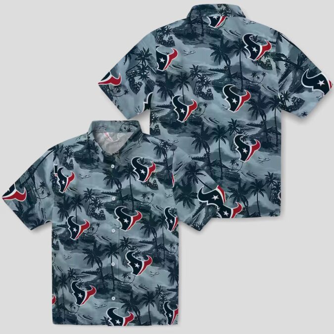 Houston Texans Tropical Coastal Palms Aloha Hawaiian Shirt for Men and Women