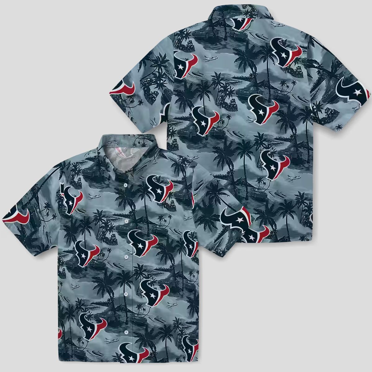 Houston Texans Tropical Coastal Palms Aloha Hawaiian Shirt for Men and Women