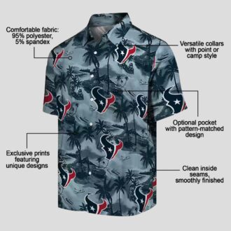 Houston Texans Tropical Coastal Palms Aloha Hawaiian Shirt for Men and Women