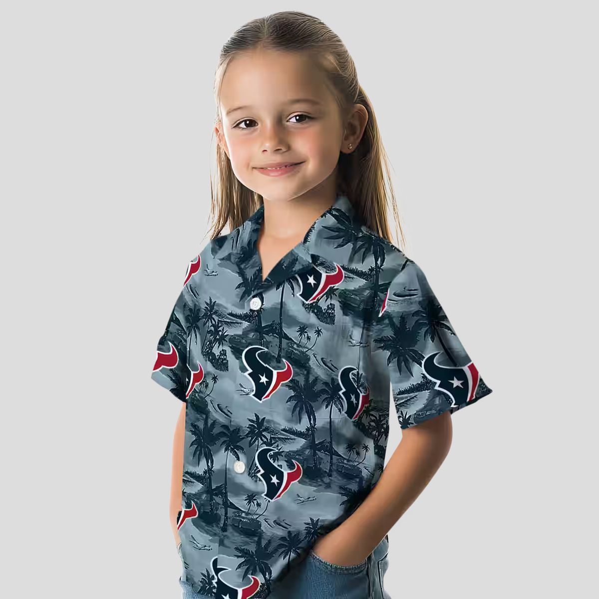 Houston Texans Tropical Coastal Palms Aloha Hawaiian Shirt for Men and Women