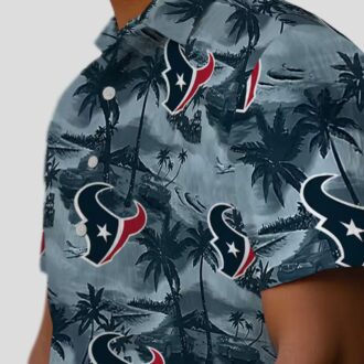 Houston Texans Tropical Coastal Palms Aloha Hawaiian Shirt for Men and Women