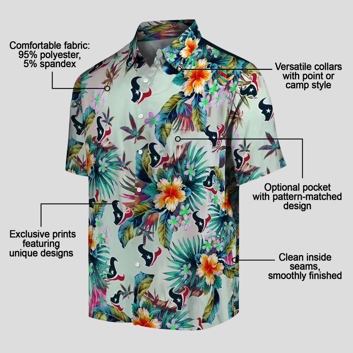 Houston Texans Tropical Green Hawaiian Shirt for Men and Women