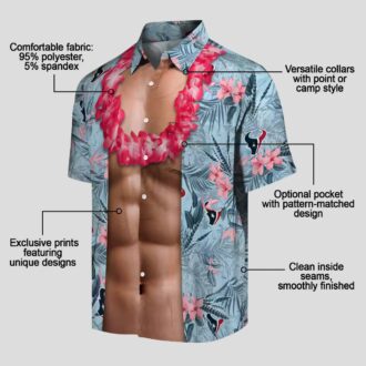 NFL Houston Texans Chest Illusion Hawaiian Shirt for Beach and Game Day Fans