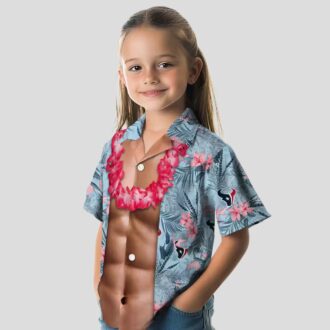 NFL Houston Texans Chest Illusion Hawaiian Shirt for Beach and Game Day Fans