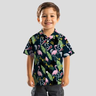 NFL Houston Texans Flamingo Print Blue Hawaiian Shirt - Beach & Game Day Style